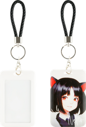 Бейдж вертикальный MESHU Kitsune, 11х7см, петля с карабином, 2D печать