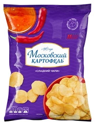 Чипсы картофельные МОСКОВСКИЙ КАРТОФЕЛЬ рифленые со вкусом сладкого чили, 120г