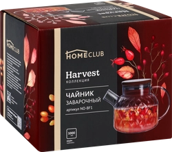 Чайник заварочный HOMECLUB Harvest, стекло, бамбук, нержавеющая сталь, 1л, Арт. NO-BF1