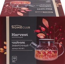 Чайник заварочный HOMECLUB Harvest, стекло, бамбук, нержавеющая сталь, 1л, Арт. NO-BF1