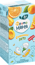 Нектар мультифруктовый ФРУТОНЯНЯ Солнечное лето, яблоко, абрикос и апельсин, с 6 месяцев, 200мл