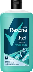 Гель для душа и шампунь мужской REXONA MEN Глубина океана 2в1, 750мл