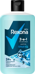 Гель для душа и шампунь мужской REXONA MEN Горный лед 2в1, 490мл