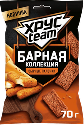 Сухарики ржано-пшеничные ХРУСTEAM Барная коллекция, сырные палочки, 70г