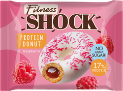 Донат FITNESSHOCK с малиновой начинкой, глазированный, 70г