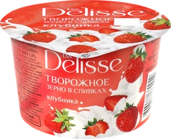 Творожное зерно в сливках DELISSE Клубника 5%, без змж, 130г