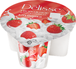 Изображение товара Творожное зерно в сливках DELISSE Клубника 5%, без змж, 130г