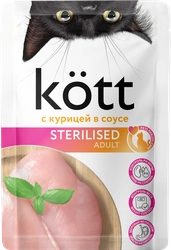 Корм консервированный для кошек KOTT с курицей в соусе, для стерилизованных, 75г