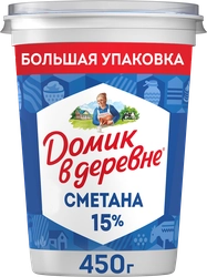 Сметана ДОМИК В ДЕРЕВНЕ 15%, без змж, 450г