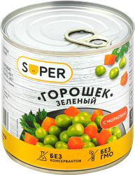 Изображение товара Горошек зеленый SUPER с морковью, 400г
