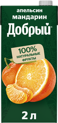 Изображение товара Напиток сокосодержащий ДОБРЫЙ Апельсин, мандарин, 2л