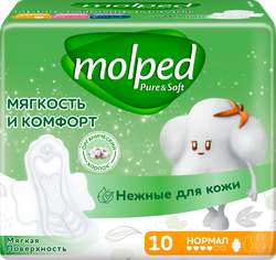 Изображение товара Прокладки MOLPED Pure&Soft Нормал c крылышками, ультратонкие, 10шт
