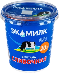 Сметана ЭКОМИЛК Сливочная 20%, без змж, 300г