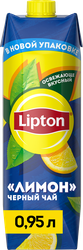 Напиток LIPTON Черный чай со вкусом лимона негазированный, 0.95л