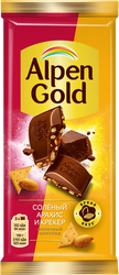 Изображение товара Шоколад молочный ALPEN GOLD с соленым арахисом и крекером, 80г