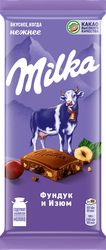 Изображение товара Шоколад молочный MILKA с фундуком и изюмом, 80г