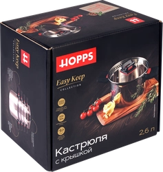 Кастрюля HOPPS Easy Keep 2.6л, нержавеющая сталь, Арт. XP-1