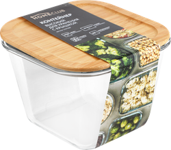 Изображение товара Контейнер для продуктов HOMECLUB высокий с крышкой, 1.95л, стекло, бамбук, Арт. 23STDZF