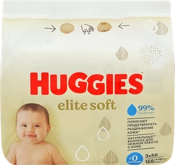 Салфетки влажные HUGGIES Элит Софт, 168шт