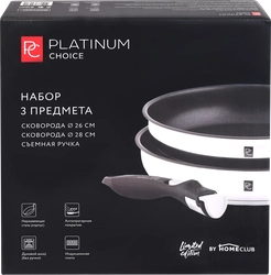 Набор PLATINUM CHOICE 3 предмета: сковороды 26см/28см + съемная ручка, нержавеющая сталь, Арт. SP-L3