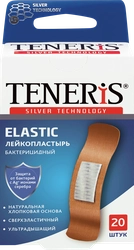 Лейкопластырь TENERIS Elastic бактерицидный с ионами серебра на тканевой основе, 20шт