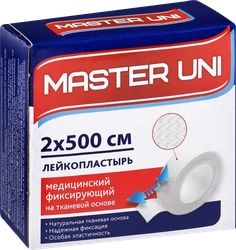 Лейкопластырь MASTER UNI медицинский фиксирующий на тканевой основе, 1шт