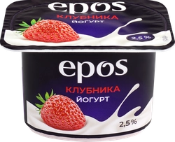 Йогурт EPOS Клубника 2,5%, без змж, 120г