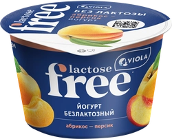 Йогурт VIOLA Free Абрикос, персик безлактозный 2,7%, без змж, 180г