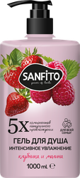 Изображение товара Гель для душа SANFITO Интенсивное увлажнение Клубника и малина, 1л