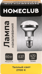 Изображение товара Лампа накаливания HOMECLUB рефлекторная 60Вт, Е27 теплый свет