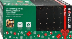 Гирлянда электрическая HOMECLUB Занавес 208 LED 2,2x1,5м теплый белый, 8 режимов, соединяющийся, прозрачный, Арт. TTDL-0208L24AC3.6WW