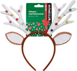 Изображение товара Ободок HOMECLUB Колпак Санты/Олень с мишурой, цвет в ассортименте, Арт. HY-204