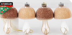 Изображение товара Набор елочных украшений HOMECLUB Грибочки, цвет зеленый/коричневый, Арт. EG01-LT24S170, 4шт
