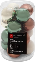 Набор елочных шаров PLATINUM CHOICE 3,5см, стекло, зеленый/карамельный/шампань/жемчужный, Арт. W1648, 16шт