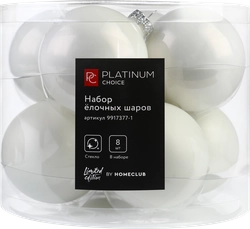 Набор елочных шаров PLATINUM CHOICE 7см, стекло, жемчужный, Арт. 9917377-1, 8шт