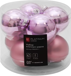 Набор елочных шаров PLATINUM CHOICE 7см, стекло, розовый, Арт. 9905197-1, 8шт