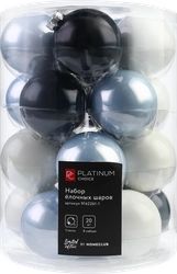 Набор елочных шаров PLATINUM CHOICE 6см, стекло, синий/голубой, Арт. 9142261 -1, 20шт