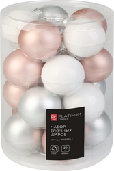 Изображение товара Набор елочных шаров PLATINUM CHOICE 6см, стекло, микс розовый/жемчужный, Арт. 9918030-1, 20шт