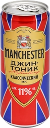 Напиток спиртной MANCHESTER Джин-тоник Особый классический газированный 11,0%, 0.33л