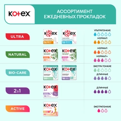 Прокладки ежедневные KOTEX Bio-care длинные 18х6