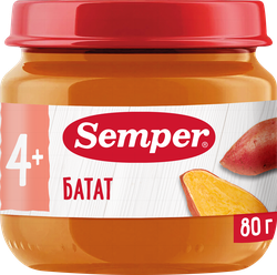 Изображение товара Пюре овощное SEMPER Батат, с 4 месяцев, 80г