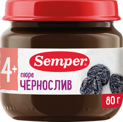 Изображение товара Пюре фруктовое SEMPER Чернослив, с 4 месяцев, 80г