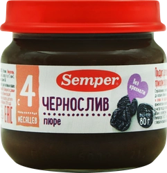 Пюре фруктовое SEMPER Чернослив, с 4 месяцев, 80г