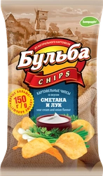 Чипсы картофельные БУЛЬБА CHIPS со вкусом сметаны и лука, 150г