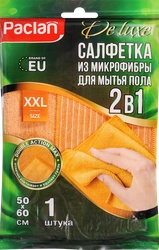 Салфетка для мытья пола PACLAN De Lux, из микрофибры, 2в1, 50х60см, Арт. 411023