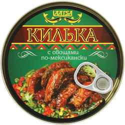 Килька Каспийская LAATSA По-мексикански, неразделанная обжаренная с овощами в томатном соусе, 240г