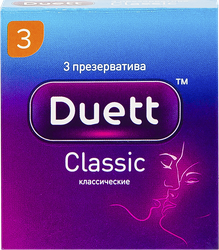 Презервативы DUETT Classic гладкие с силиконовой смазкой, 3шт