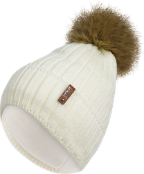 Изображение товара Шапка зимняя для девочки INWIN р. 50–54 с меховым помпоном, цвет молочный, Арт. IN-W-GWFP