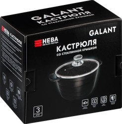 Кастрюля НЕВА МЕТАЛЛ ПОСУДА Galant, литой алюминий, стеклянная крышка, 3л, Арт. GA6630