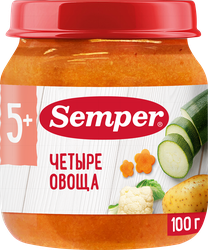 Изображение товара Пюре овощное SEMPER Четыре овоща, с 5 месяцев, 100г